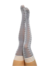Kixies Par 4 Grey Argyle Thigh-High Stockings Size D Hosiery